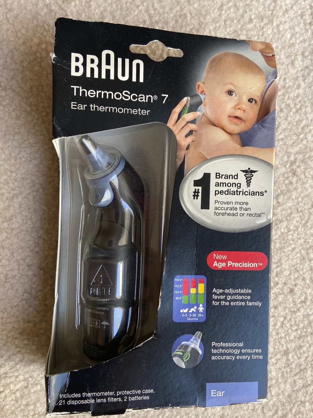 NWT Braun ThermoScan 7 Ear Thermometer - Black
